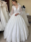 Illusion Lace Long-sleeve Tulle A-line Long Wedding Dress, WD3032