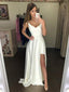 Irregular Sleeveless High Low Satin A Line Long Evening Prom Dresses, PD0004