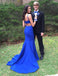 Simple Royal Blue Sleeveless Mermaid With Train Long Evening Prom Dresses, PD0020