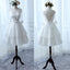 White Lace Half Sleeve Ruffles Tiered Skirts Short Wedding Bridesmaid Dress,BD00213