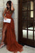 Rust Red Strapless Sweetheart Sexy Side-slit Mermaid Long Prom Dress, PD3518