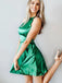 Simple Hunter Green Halter Sleeveless Backless Short Homecoming Dress, HD3073