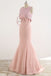 Unique Two Piece Pink Beading Top See Through  Back Mermaid Prom Dresses,PD00065