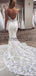 Chic Spaghetti Strap Backless Lace Applique Beaded Mermaid Wedding Dresses, WD1107