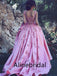 Elegant V-neck Sleeveless A-line Long Prom Dress, PD3560